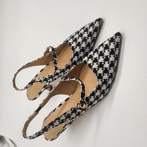 Ann Taylor Shoes - New ann taylor Gingham kitten heel sling 8M black white